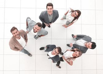 Wall Mural - top view.a group of happy young people