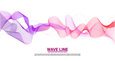 Canvas Print - purple red Sound wave line curve on white background. Element for theme technology futuristic vector