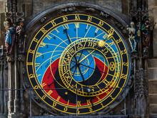 Prague Astronomical Clock Sun And Moon Sky Displaying Various