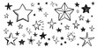Star doodle collection. Set of hand drawn stars. Scribble illustrations.