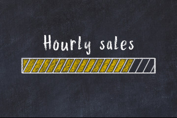 Chalk drawing of loading progress bar with inscription hourly sales