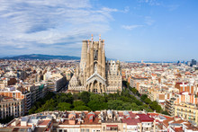 La Sagrada Familia Drone View Of The Uncomplete Cathedral In Barcelona Spain  