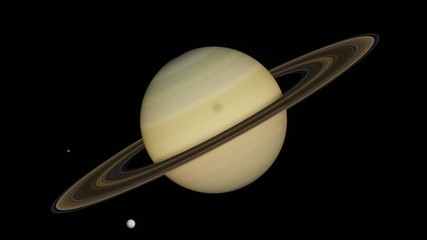 Wall Mural - planet saturn, rotating with moons titan, enceladus and others, part of the solar system
