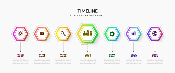 Wall Mural - Business timeline infographic elements, Colorful process flowchart