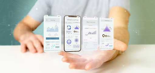 Application interface UI on a smartphone - 3d rendering