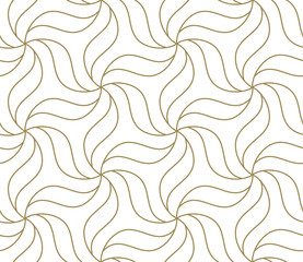 Seamless pattern with abstract geometric line texture, gold on white background. Light modern simple wallpaper, bright tile backdrop, monochrome graphic element