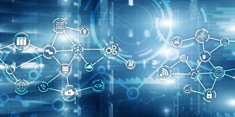 Wall Mural - futuristic in industry business virtual diagram. buying communication concept.
