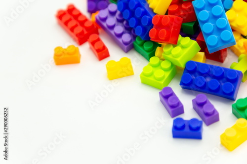 cube toy brick blocks on white background . Poster Mural XXL
