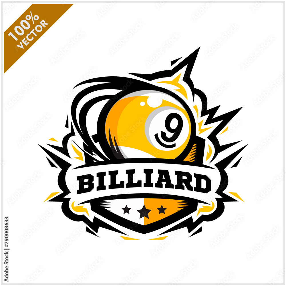Billiard 9 ball swoosh badge logo vector Stock Vector | Adobe Stock