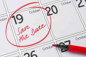 Wall Mural - Save the Date written on a calendar - October 19