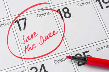 Wall Mural - Save the Date written on a calendar - October 17