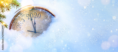 2020 Christmas and new years invitation banner background Canvas Print