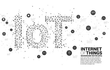 Poster - Vector Polygon dot connect line shaped IoT wording . Concept for telecommunication and internet of things.