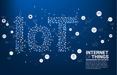 Poster - Vector Polygon dot connect line shaped IoT wording . Concept for telecommunication and internet of things.