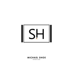 Wall Mural - S H SH Initial logo letter with minimalist concept. Vector with scandinavian style logo.