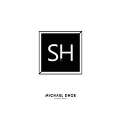 Wall Mural - S H SH Initial logo letter with minimalist concept. Vector with scandinavian style logo.