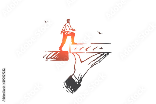 Fotomural Business support, help concept sketch. Hand drawn isolated vector
