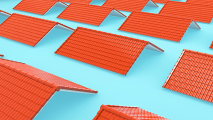 Wall Mural - 3d roof tile background,3d rendering,Tile with structure on the cyan background.minimal concept