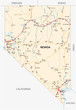 Nevada road map with interstate US highways and federal highways