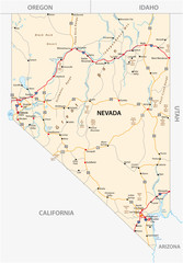  Nevada road map with interstate US highways and federal highways