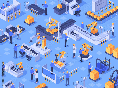 Fotomural Isometric smart industrial factory