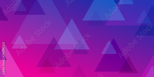 Abstract background of intersecting triangles consisting of dots, in purple c...