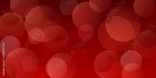 Abstract background of intersecting circles consisting of dots, in red colors