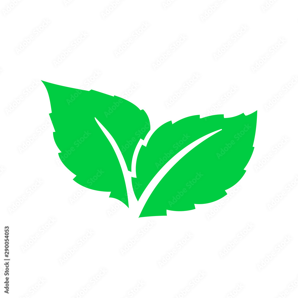 Eco green color leaf vector logo flat icon. Bio plant and tree floral ...