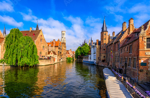 Classic view of the historic city center of Bruges (Brugge), West Flanders pr...