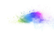 Freeze motion of colorful color powder exploding on white background. Paint Holi.