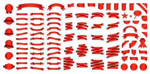 Wall Mural - set of 100 ribbons. ribbon elements. starburst label. vintage. modern simple ribbons collection. vec