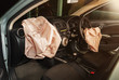 airbag exploded at a car accident,Car Crash and illuminated