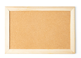 blank cork board wooden frame  on white