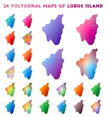 Wall Mural - Set of vector polygonal maps of Lobos Island. Bright gradient map of island in low poly style. Multicolored Lobos Island map in geometric style for your infographics.