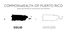 Puerto Rico Map. Blank Vector Map Of The Country With Regions. Borders Of Puerto Rico For Your Infographic. Vector Illustration.