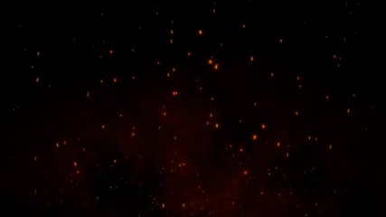 Wall Mural - burning embers glowing. fire glowing particles on black background