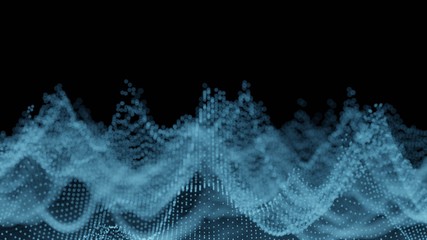 Wall Mural - 3d rendering of abstract landscape created from dots with blue depth of field. concept of big data s