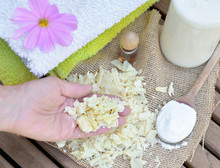 Pieces Of Soap In A Hand Of A  Woman To Homemade Laundry