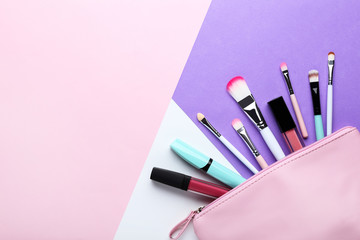 Poster - Makeup cosmetics on colorful background