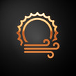 © vector_v - Gold Wind and sun icon isolated on black background. Windy weather. Vector Illustration