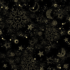 Wall Mural - Space Galaxy constellation seamless pattern print could be used for textile, zodiac star yoga mat, phone case
