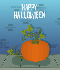 Sticker - halloween celebration card with pumpkin