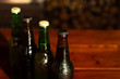 © Татьяна Креминская - top part of green and brown beer bottles closeup