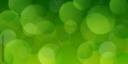 Abstract background of intersecting circles consisting of dots, in green colors