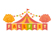 Hand Drawn Fall Fest Tent Simple Flat Color Vector Icon