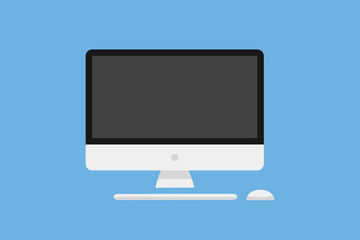 Wall Mural - computer display mouse keyboard. technology communication background. monitor vector icon. flat grap