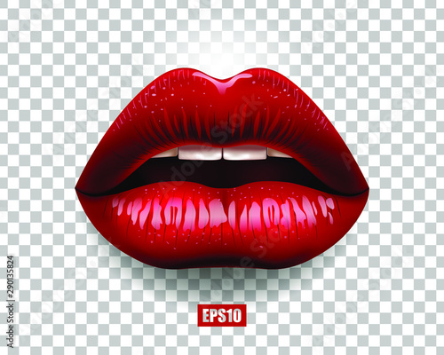 Fotografía Sexy red lips isolated on transparent background