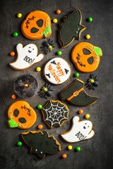 Wall Mural - Halloween Gingerbread Cookies at black.