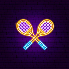 Canvas Print - Badminton Rackets Neon Sign