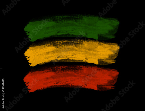Fotografía Green yellow red brush, reggae background
